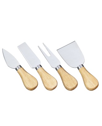 Set de 4 cutite pentru branza, inox si lemn de artar - CILIO
